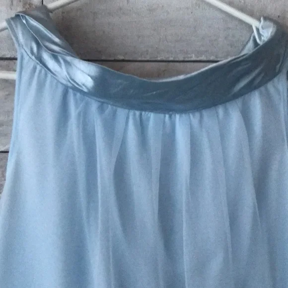 Pastel blue sheer flowy satin edged nightie - Picture 7 of 8